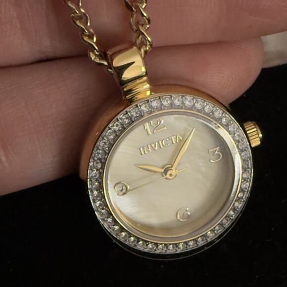 Invicta Mini 22.5mm Angel Women’s Watch Necklace Mother Of Pearl Dial $199 MSRP - Picture 7 of 14